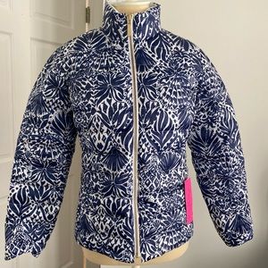 NWT.  Lilly Pulitzer Marilee Reversible Puffer Jacket High tide by land/sea  4